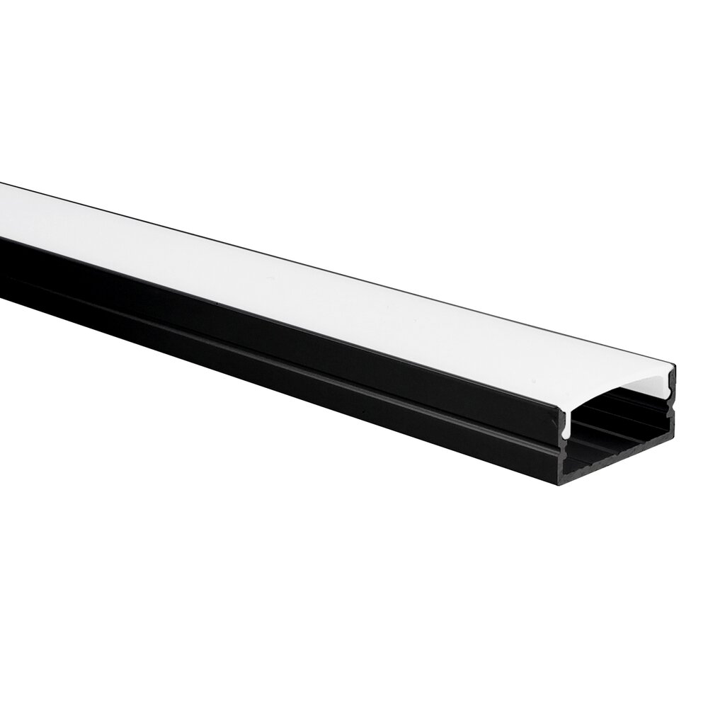 LED strip profile Senisa black aluminium 1m – 18x8mm internal dimensions – incl. frosted white cover
