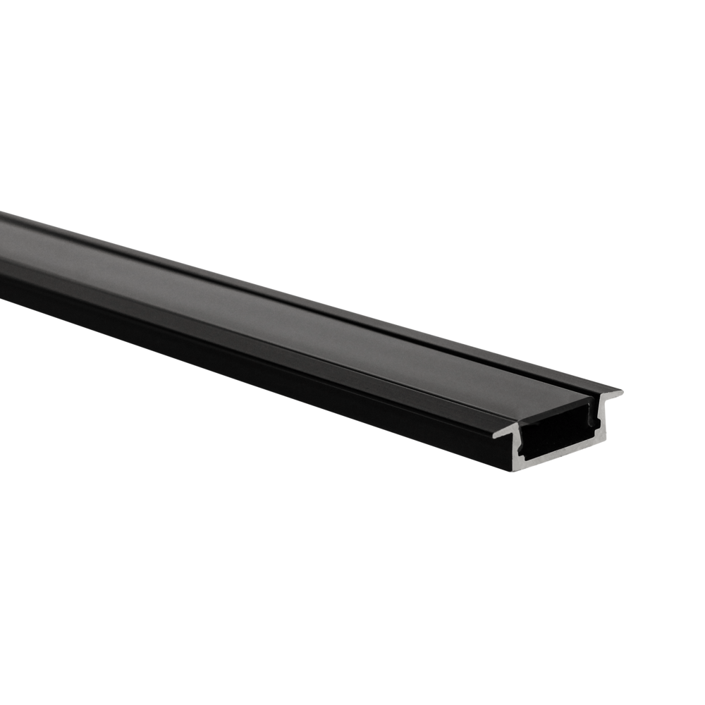 LED strip profile Matera black (RAL 9005) low 5m (2 x 2.5m) incl. black cover