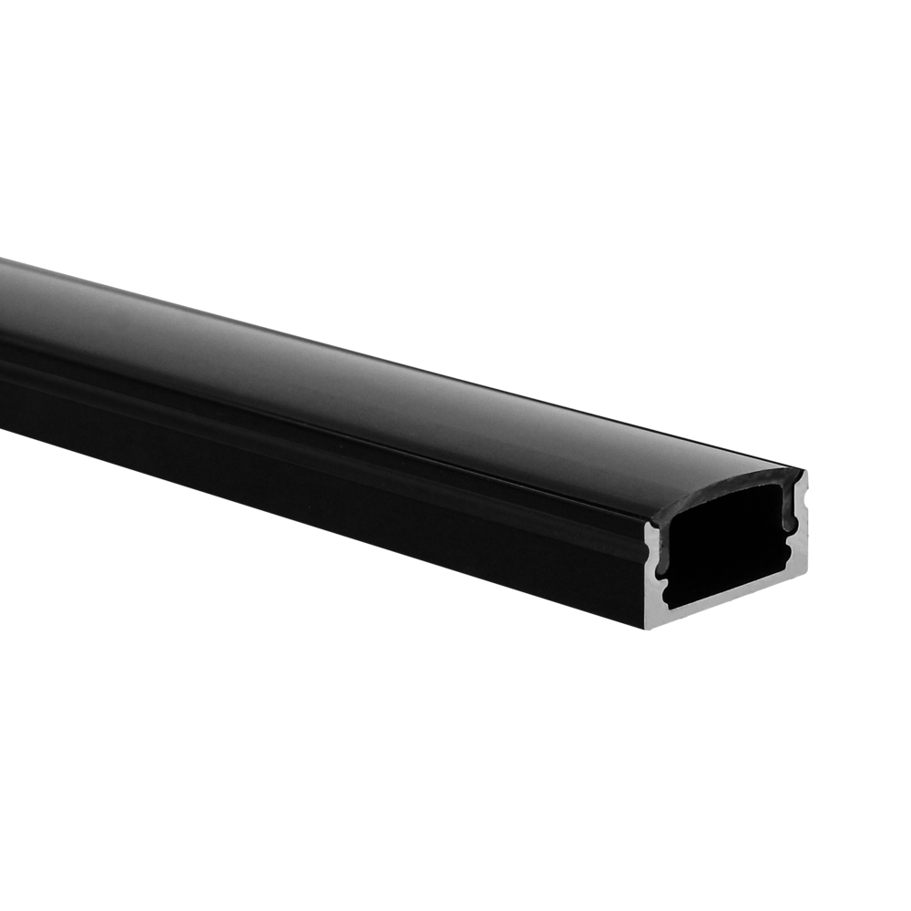 LED strip profile Potenza black (RAL 9005) low 1m incl. black cover